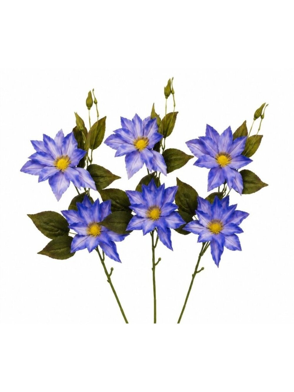Blue Clematis Artificial Flowers 3 Stems Periwinkle Blue Wedding